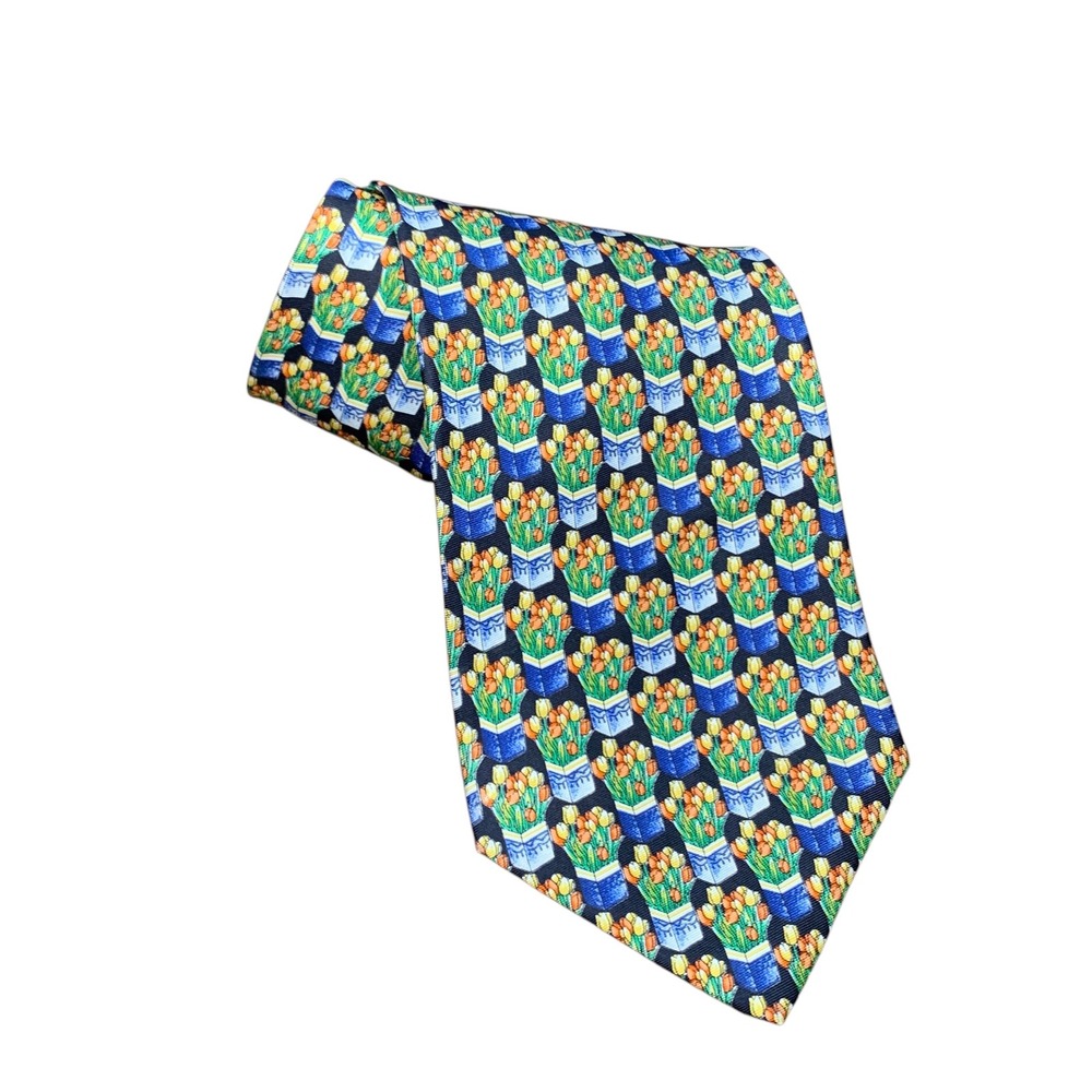 The‎ Custom Shop Shirtmakers pot of tulips spring silk tie.